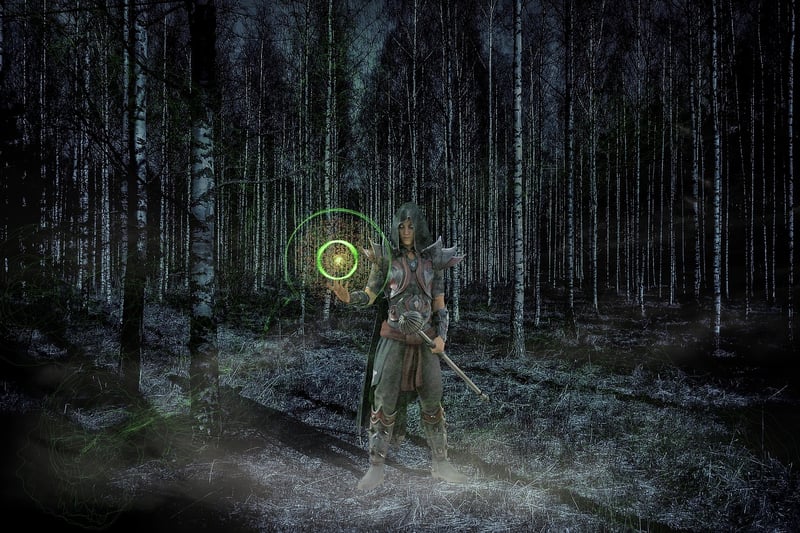 Mystic sorcerer performing magic